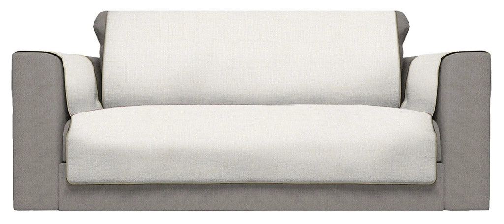 Copridivano con Copri Braccioli Seduta 60 cm in Poliestere Panna