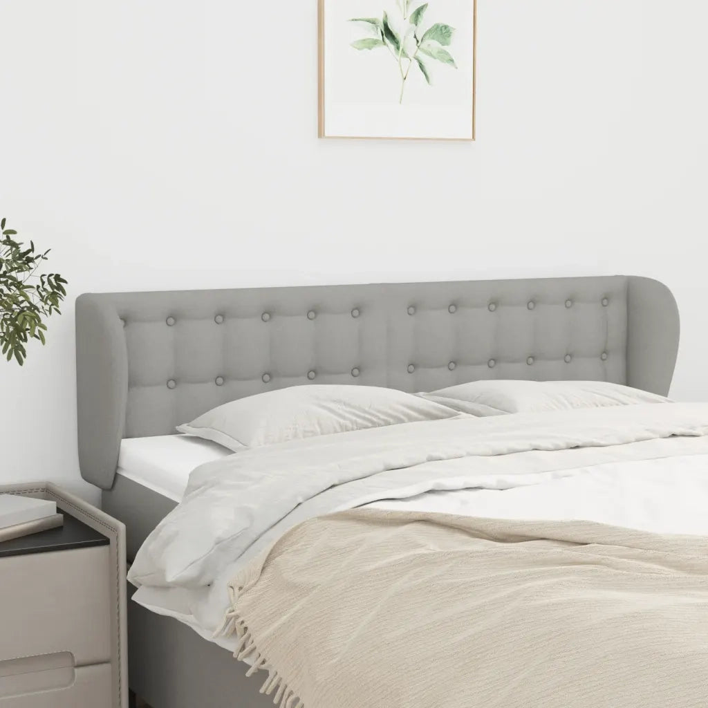 Testiera | Testata ad Orecchio Grigio Chiaro 147x23x78/88 cm in Tessuto