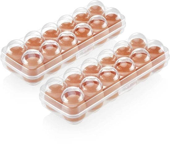Scatola per uova per frigorifero - 12 uova - set da 2 - trasparente - plastica sicura per alimenti