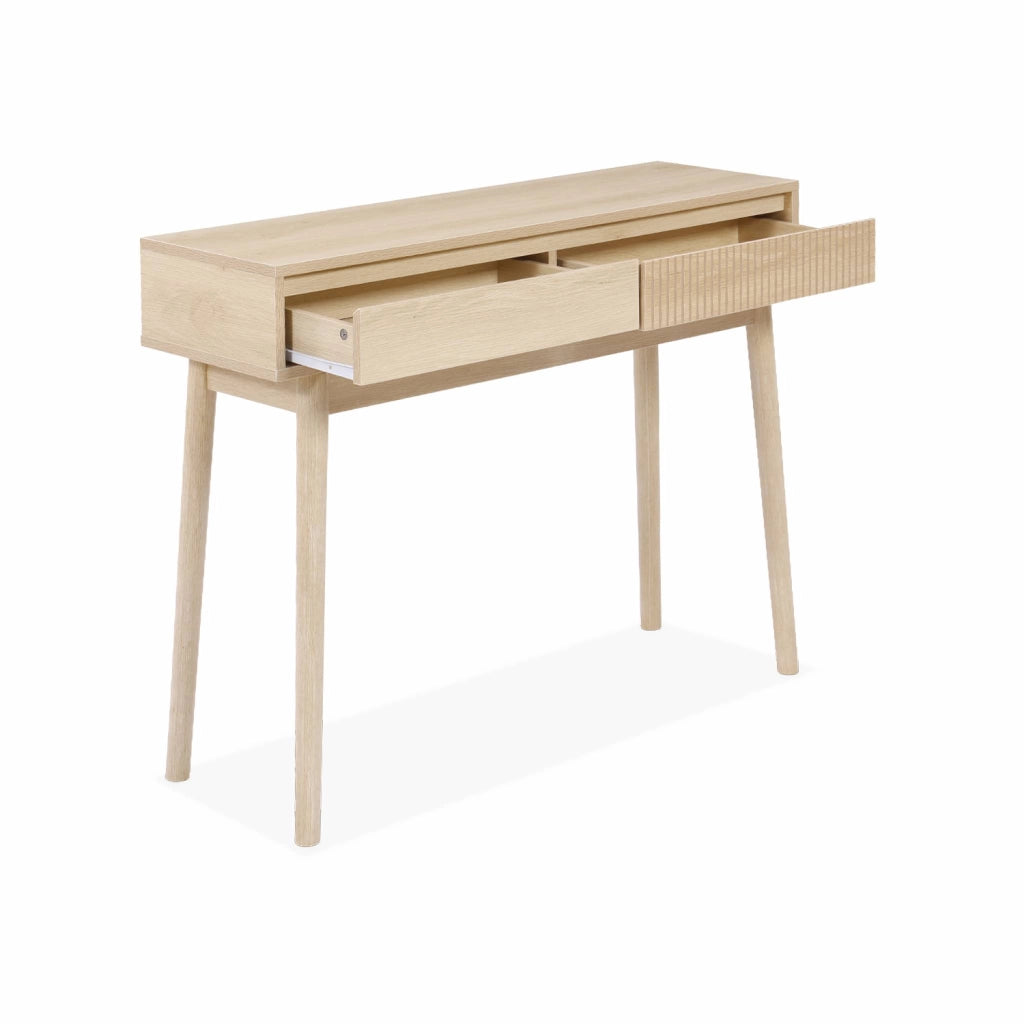 Consolle effetto legno 2 cassetti, 100cm, marrone naturale