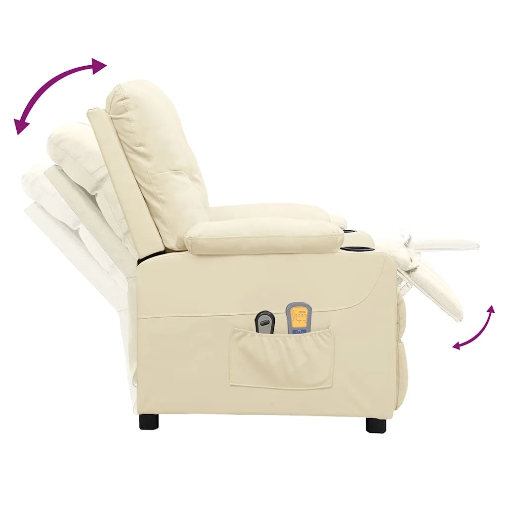 Divano Sedia-Poltrona Massaggiante Elettrica Crema Similpelle 931699