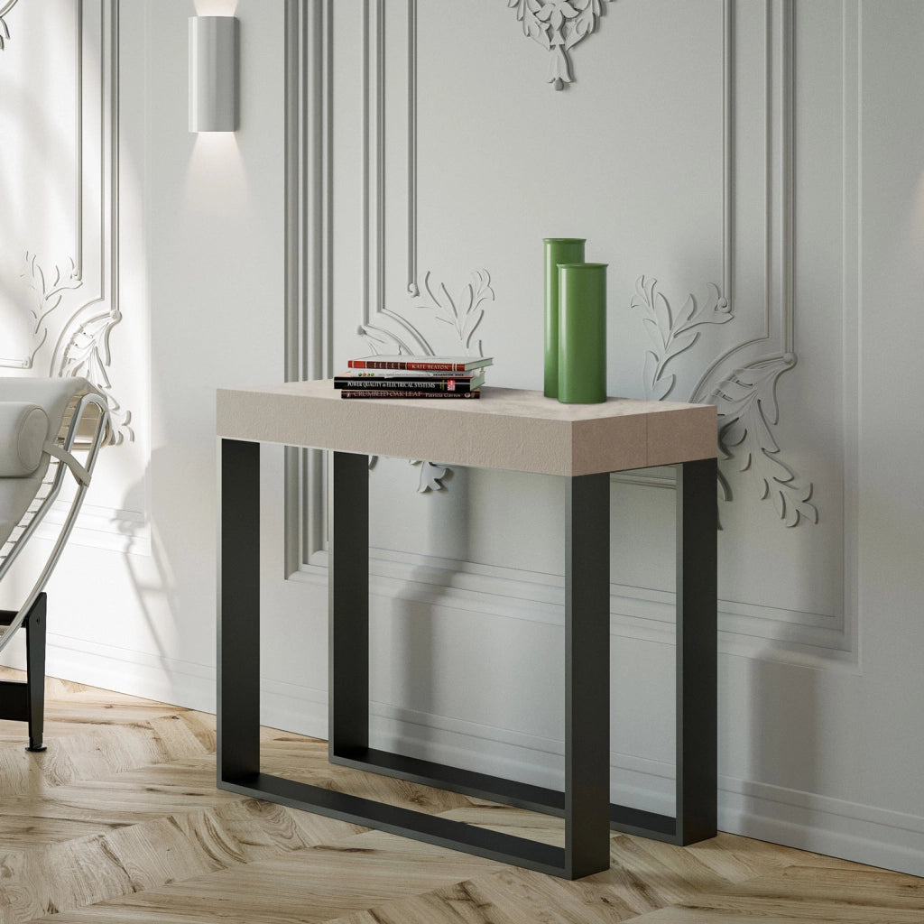 Consolle Allungabile 90-300x40x77 cm Elettra Cashmere Telaio Antracite