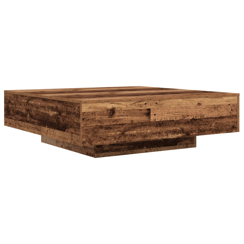 Tavolino da caffÃ¨  con luci LED in legno vecchio 100x100x31 cm