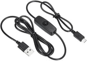 Alimentatore USB con schiaccia bottone micro USB cavo 150 cm nero con funzione on/off.
