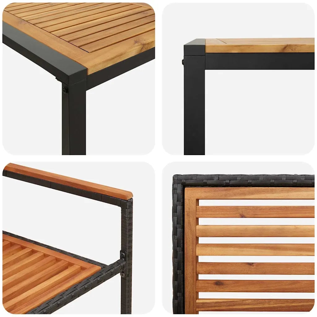 Set da Pranzo per Giardino 5 pcs Nero e Marrone polyrattan