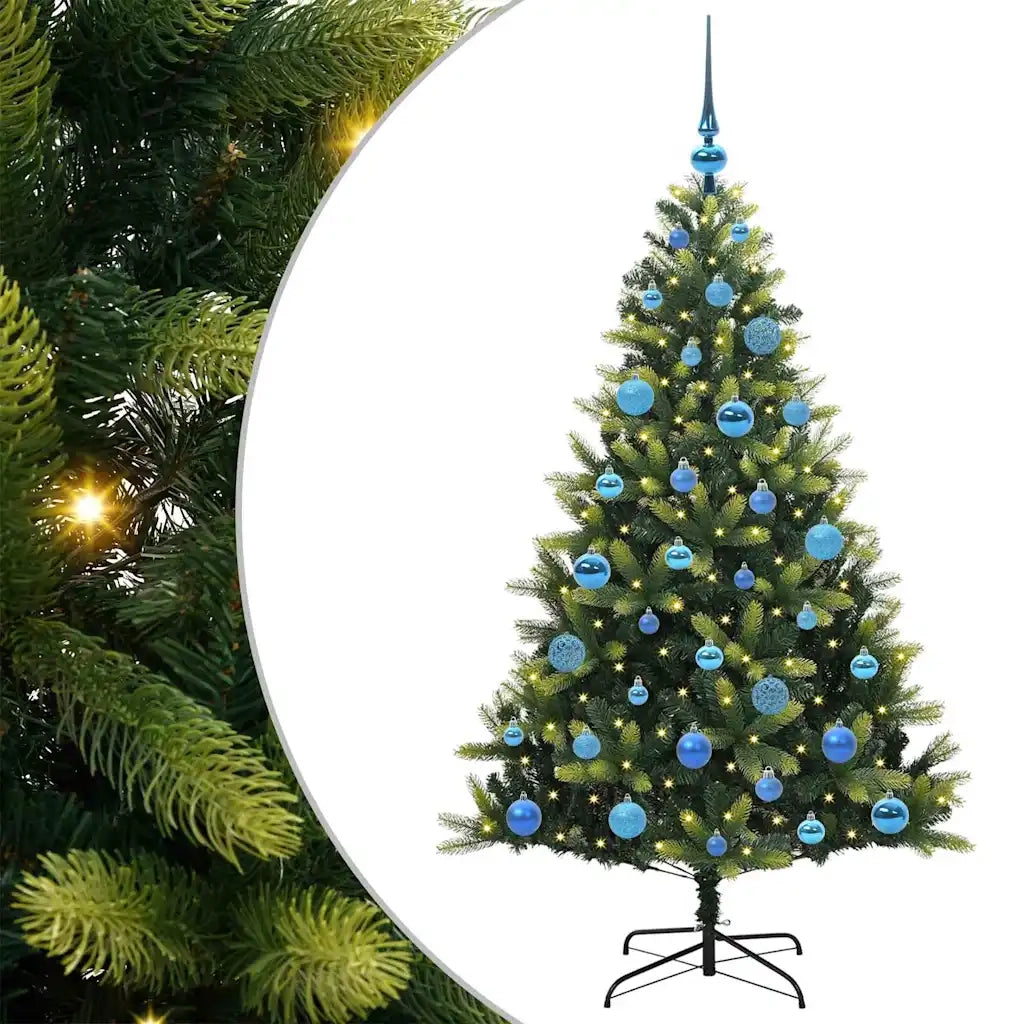 Albero di Natale | Decorazioni natalizie Artificiale Pieghevole 150 LED Verde 150 cm