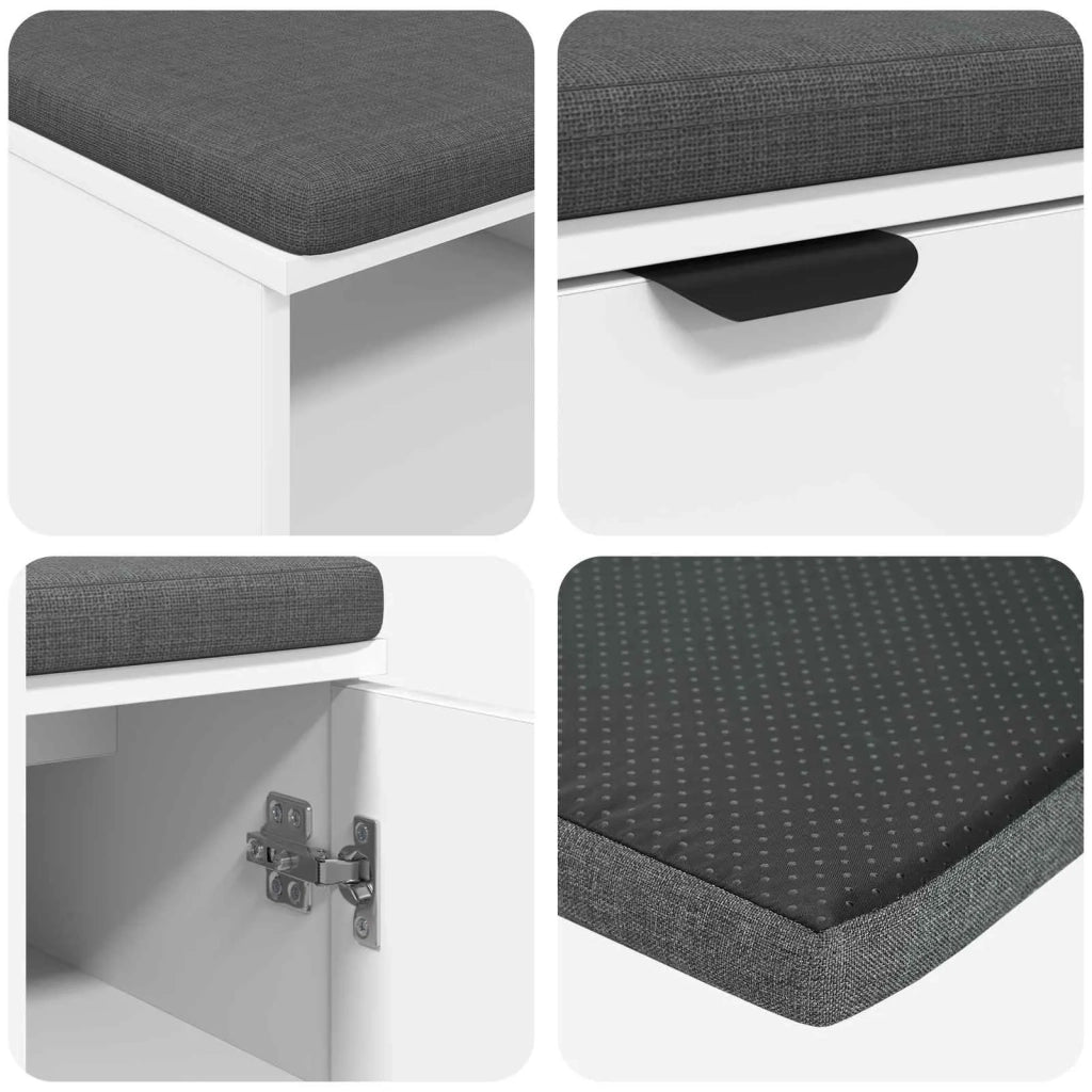 Panca per ingresso con cuscino con porta Bianco 80 x 38 x 46 cm 891504