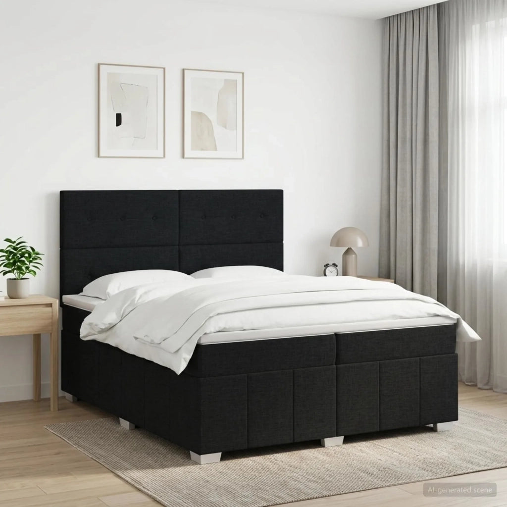 Letto box spring con materasso Nero 200 x 200 cm Tessuto 3454220