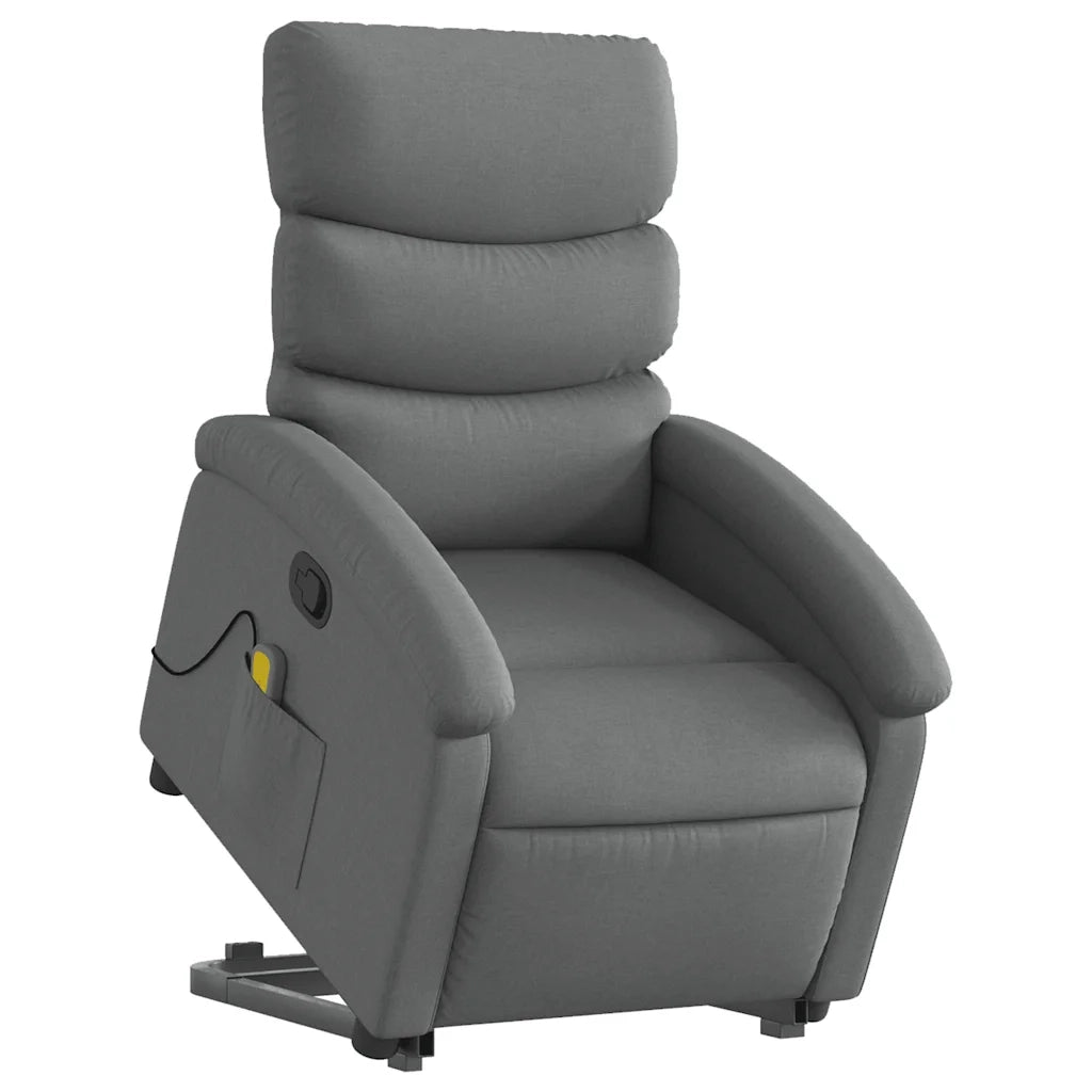 Poltrona | Sedia Relax Alzapersona Massaggi Reclinabile Grigio Scuro Tessuto