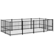 Gabbia per cuccia recinto per animali da esterno per cani in acciaio 7,51 m² nero 02_0041878