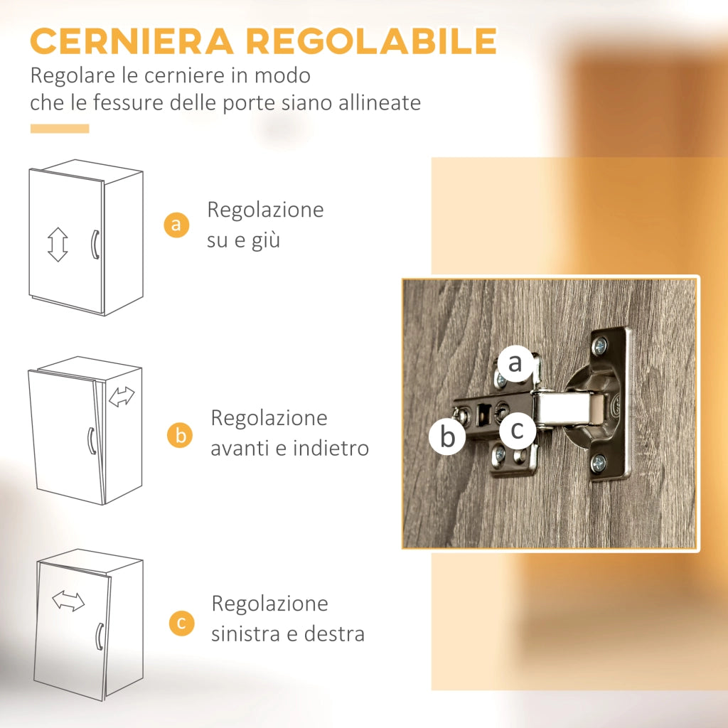 Easycomfort Credenza Moderna per Cucina o Sala da Pranzo, Mobile Buffet con Armadietti e Cassetti in Legno, Grigio, 71x41x178cm