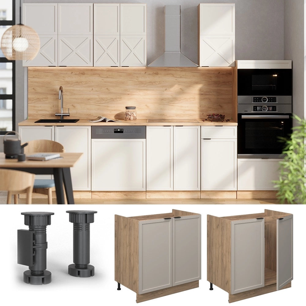 Mobile lavello cucina Fame-Line GrigioBeige/Rovere dorato 80 cm, PL Rovere Vicco