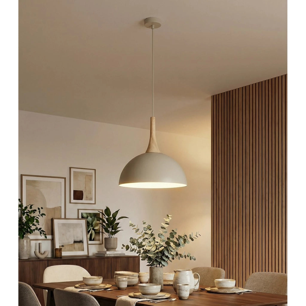 Lampada a sospensione Nautica in acciaio e legno