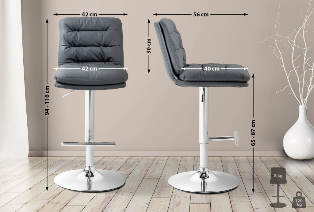 Set di 2 sgabelli bar Damar in ecopelle cromo 4
