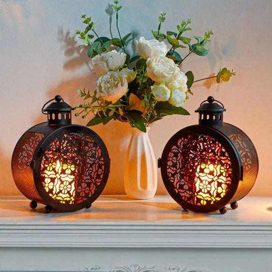 Set di 2 candelabri in stile vintage in metallo nero