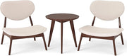 Sedie in Set di 2 con Tavolino, Sedie Relax da Salotto Imbottite in Tessuto di Velluto di Pecora con Struttura in Legno Massello, Poltrona Ergonomica da Lettura per Soggiorno (Beige)