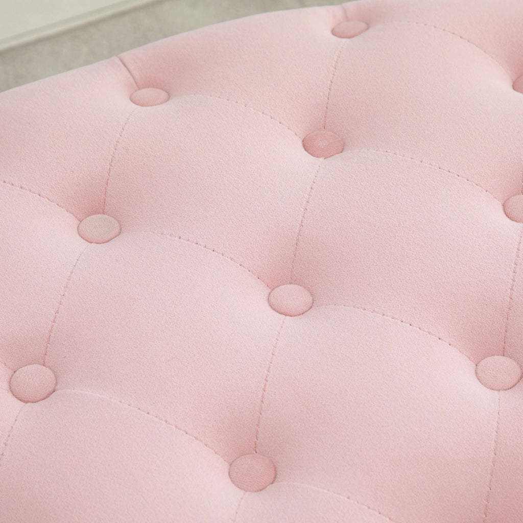 Pouf Contenitore con Coperchio Imbottito ¨C Xylo ¨C Velluto Rosa Ovale