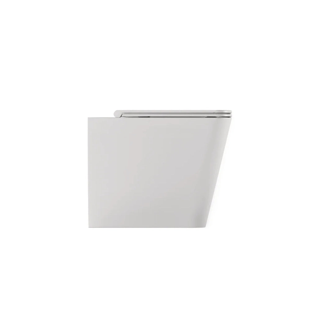 Coppia Di Sanitari Alice Ceramica Da Terra Filo Muro Senza Brida Bianco Lucido "Hide Square"