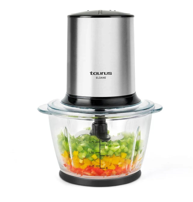 Taurus eloane - tritatutto elettrico, 400w, capacità 1l, recipiente smontabile lavabile in lavastoviglie, piedini antiscivolo, bpa free, doppia lama in acciaio inox ad alte prestazioni