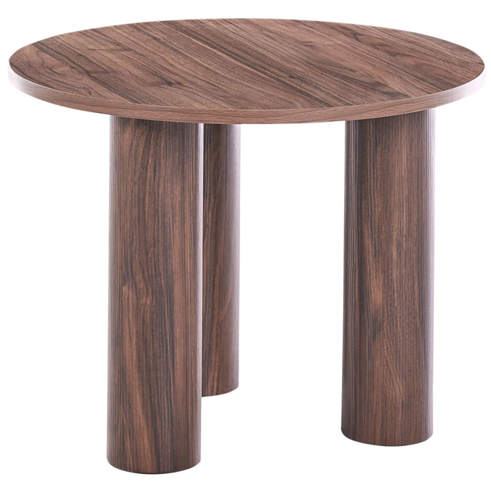 Tavolino da salotto rotondo in stile retrò in MDF con impiallacciatura in legno ø 60 cm marrone scuro