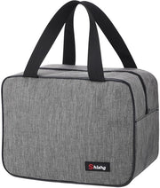 Borsa per la colazione Tas da pranzo portatile con rivestimento di pellicola, grande capacità borsa da pranzo per donne e uomini, borsa termica per lavoro, scuola, picnic (grigio)