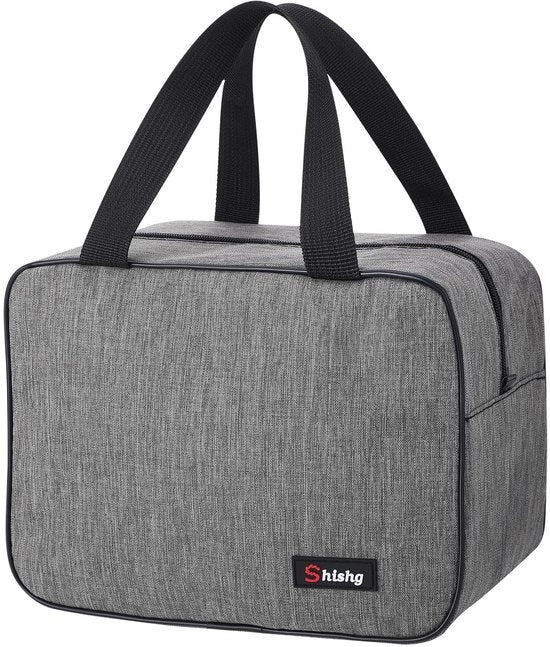 Borsa per la colazione Tas da pranzo portatile con rivestimento di pellicola, grande capacità borsa da pranzo per donne e uomini, borsa termica per lavoro, scuola, picnic (grigio)