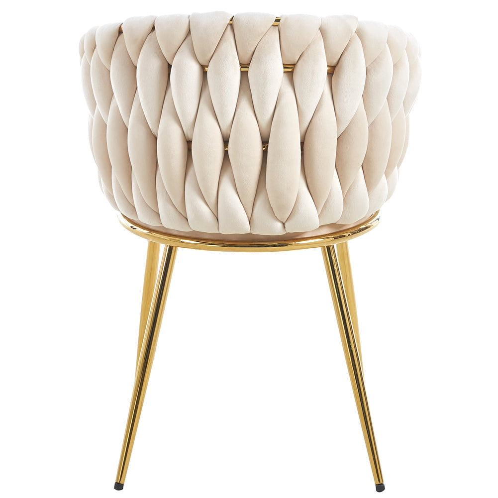 Set 2 Sedie per Sala da Pranzo e Ufficio in Velluto Beige Sedia Ergonomica