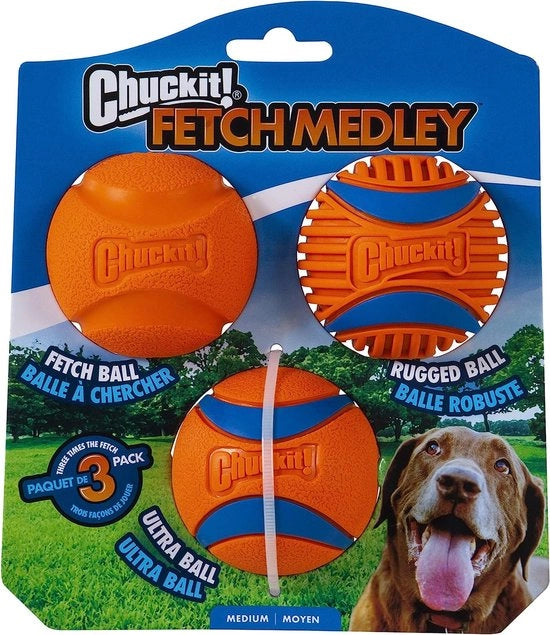 Confezione di 3 palline in gomma Medley Gen 3, ultra palline, palline robuste, palline per launcher per cani, dimensione media