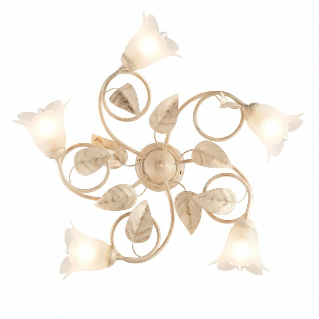 Plafoniera Arte Povera Limone 5 Luci Avorio e Bianco LuceArt Classic