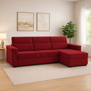 Cintano, Divano Fisso con Penisola Sfoderabile Made in Italy, 285x160 cm Rosso