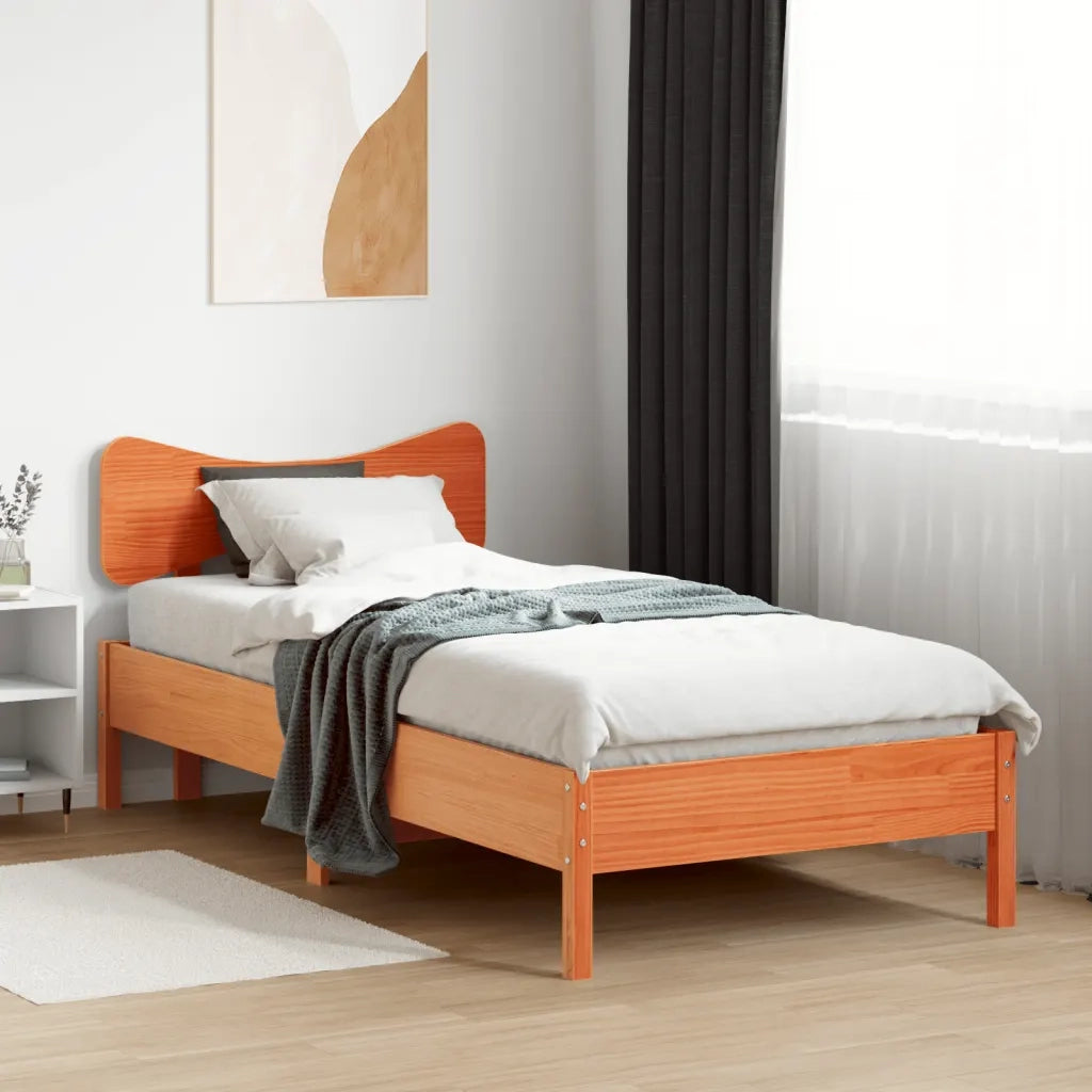 vidaXL Giroletto senza Materasso Marrone Cera 90x200 cm Massello Pino