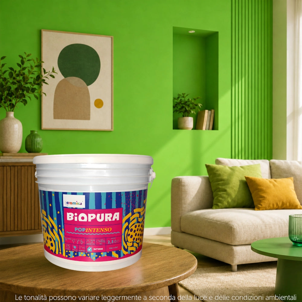 Popintenso palestra e decori interni pittura murale lavabile e coprente cromika *** formato 2.5 lt, colore- verde fla...