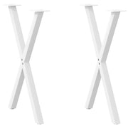 Set di 2 gambe per tavolo da pranzo a forma di X 50 x 72 cm con piedini regolabili design moderno acciaio bianco 02_0057182
