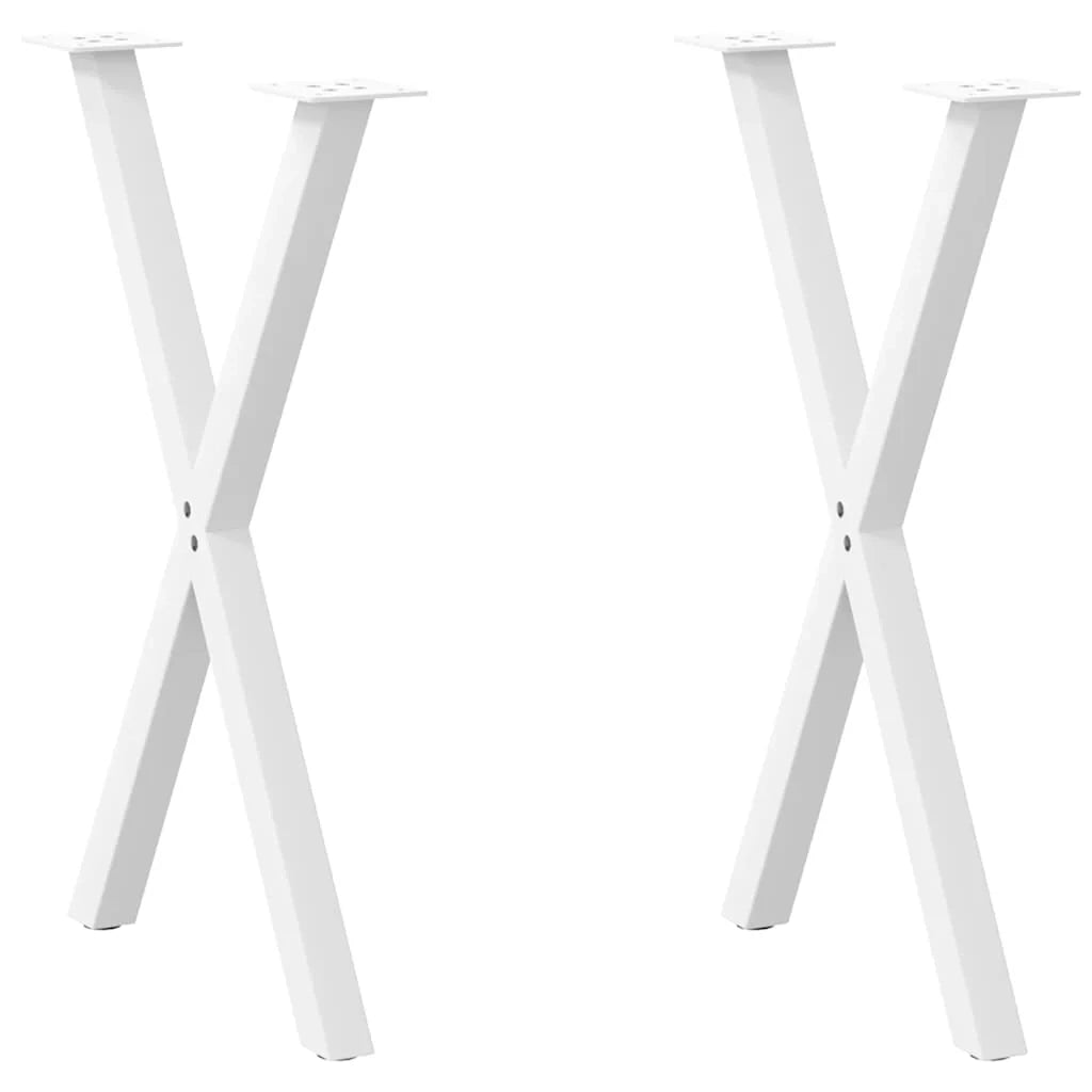 Set di 2 gambe per tavolo da pranzo a forma di X 50 x 72 cm con piedini regolabili design moderno acciaio bianco 02_0057182