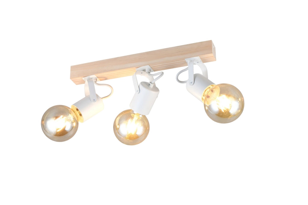 Faretto da soffitto vintage LYNAR 3xE27 bianco legno RL