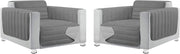 Coppia Set 2 Pezzi Copripoltrona Universale Imbottito Morbido Double Face Elegante Grigio