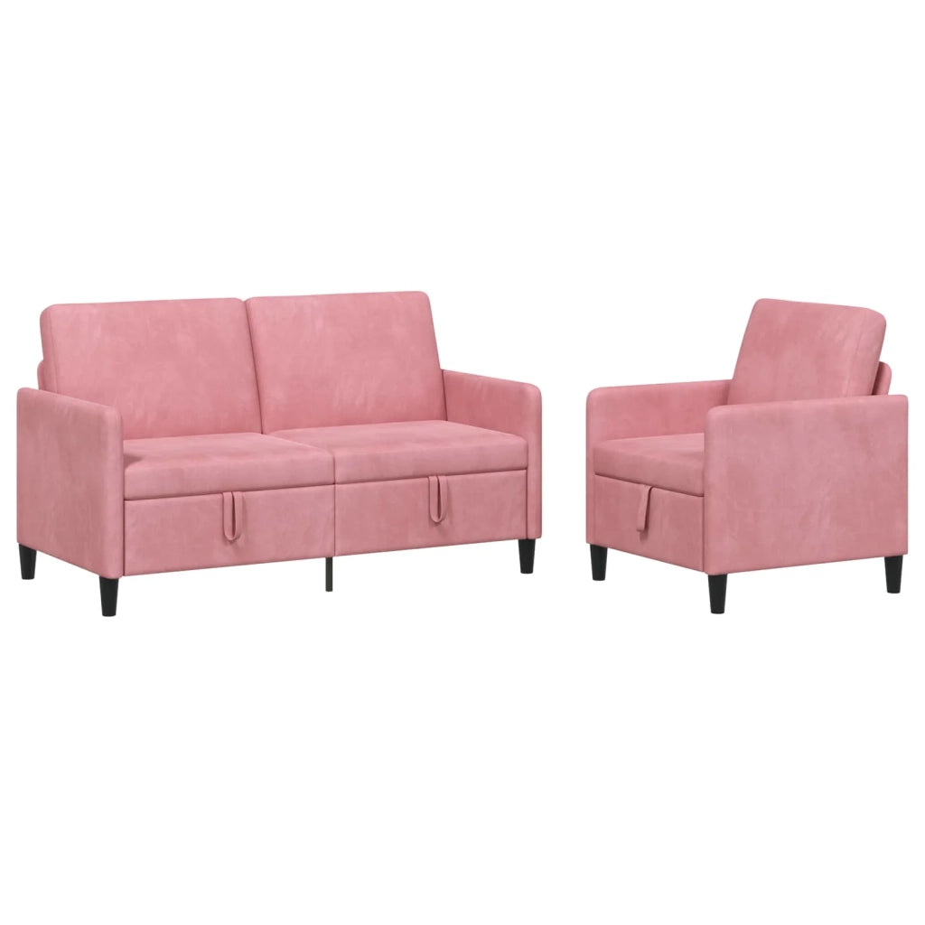 Set di Divani con Storage 2 pz Rosa Poliestere 3429194