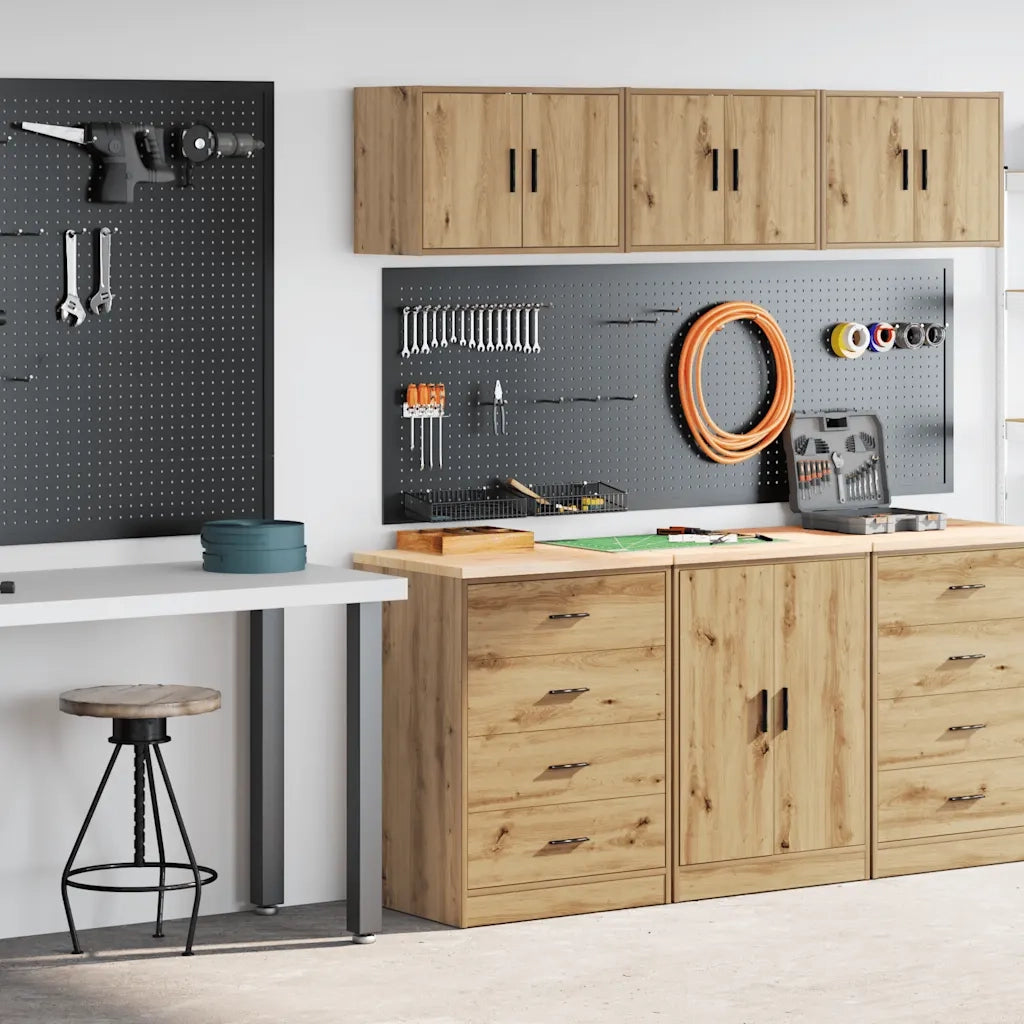 Armadi da Garage 2 pz Rovere Artigianale in Legno Multistrato 3328340