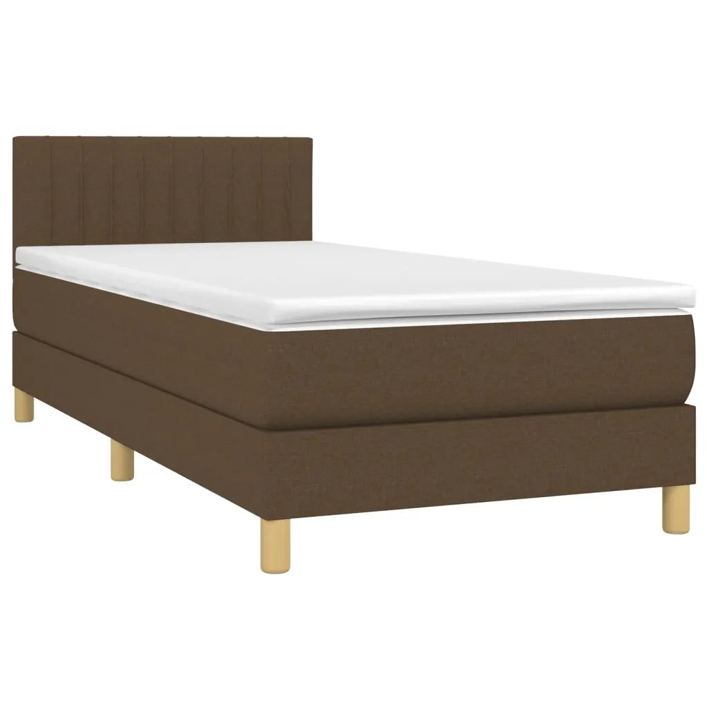 Letto a Molle Materasso e LED Marrone Scuro 100x200 cm Tessuto 3133856
