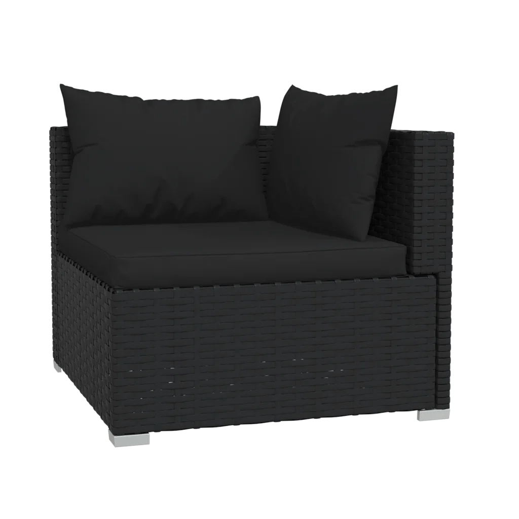 Set Divani da Giardino 4 pz con Cuscini in Polyrattan Nero cod mxl 45128