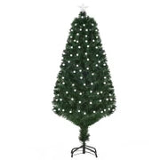 Albero di Natale Artificiale 150cm con 170 Luci LED e Fibre Ottiche, Albero di Natale con Luci Incorporate e 170 Rami e Base in Metallo Pieghevole, Verde