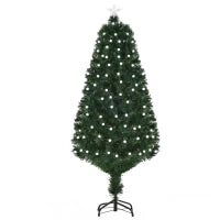 Albero di Natale Artificiale 150cm con 170 Luci LED e Fibre Ottiche, Albero di Natale con Luci Incorporate e 170 Rami e Base in Metallo Pieghevole, Verde