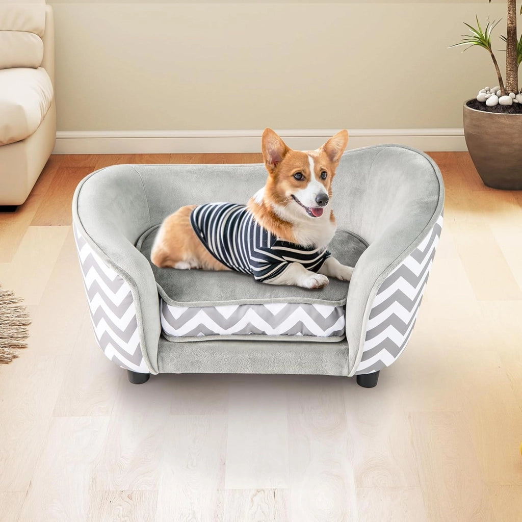 Divano per Cani 70 x 41 x 40 cm, Letto Morbido con Cuscino Imbottito, Copertura Removibile e Lavabile e Gambe, Poltrona per Cani in Velluto, capacità di Carico 50 kg