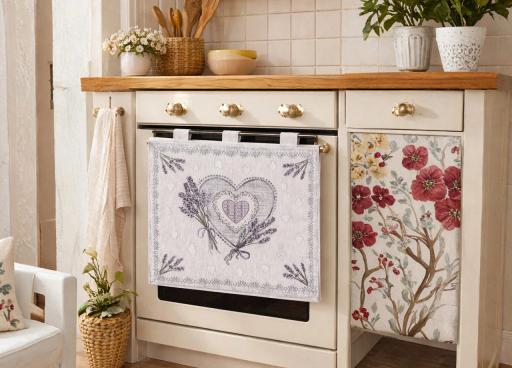 Copriforno Cucina Universale Cinigliato Copertura Decorazione Forno Dis. Lavanda