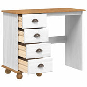 Scrivania | Tavolo da Ufficio ASKIM Bianco 95 x 40 x 75 cm Pino massello