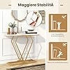 Tavolo Consolle, Tavolo d’Ingresso in Finto Marmo con Telaio Geometrico a Forma di Diamante e Dispositivo Antiribaltamento, Tavolo Moderno per Ingresso, Salotto e Corridoio