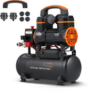 Compressore a aria 2,1 Galloni, 1,2 Hp, Tanca senza olio, 2,2 Cfm @ 90 Psi, 116 Psi Massimo, 70 Db Compressore ultrasile per autotecnica, gonfiaggio pneumatici, spruzzo vernici e martellatura legno