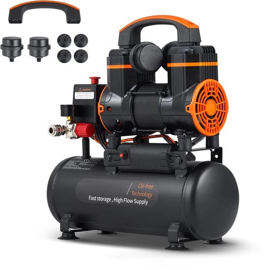 Compressore a aria 2,1 Galloni, 1,2 Hp, Tanca senza olio, 2,2 Cfm @ 90 Psi, 116 Psi Massimo, 70 Db Compressore ultrasile per autotecnica, gonfiaggio pneumatici, spruzzo vernici e martellatura legno