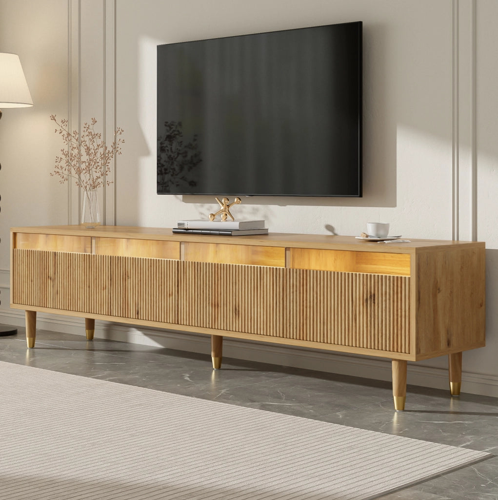 Mobile TV 178x35x45 cm; 4 cassetti con gestione cavi; MDF; colore naturale