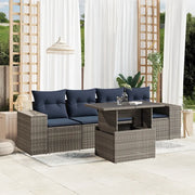Set Divani da Giardino 5 pz con Cuscini Grigio in Polyrattan 3268991